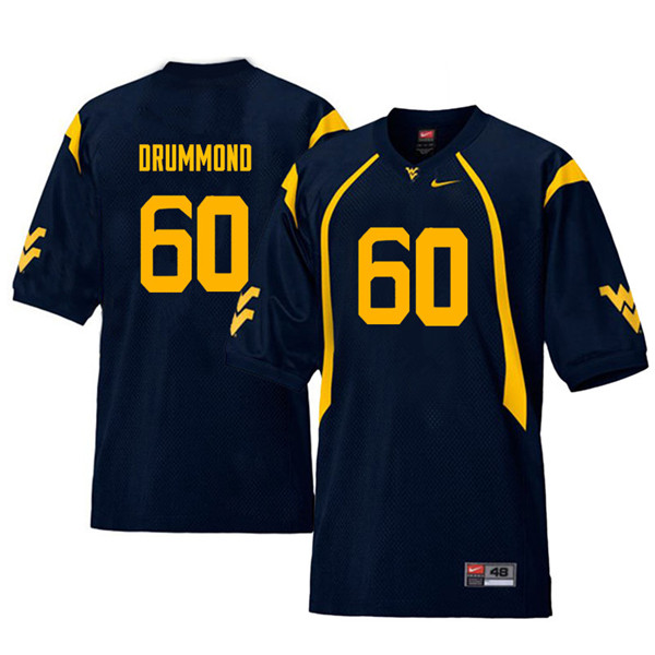NCAA Men's Noah Drummond West Virginia Mountaineers Navy #60 Nike Stitched Football College Throwback Authentic Jersey UJ23N87UP